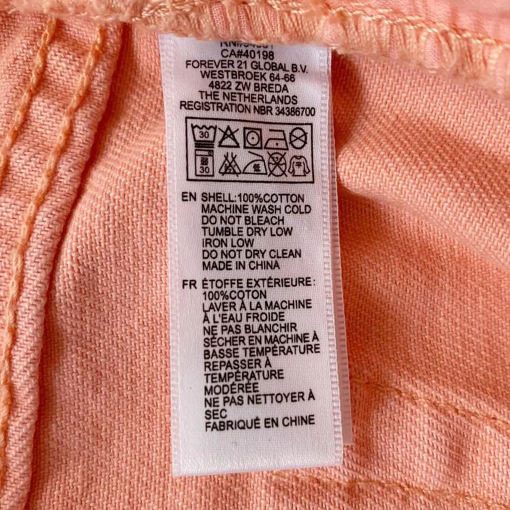 Forever 21 Shorts Womens Size 31 Peach Button Fly Jean Destroyed Raw Cuff Cotton